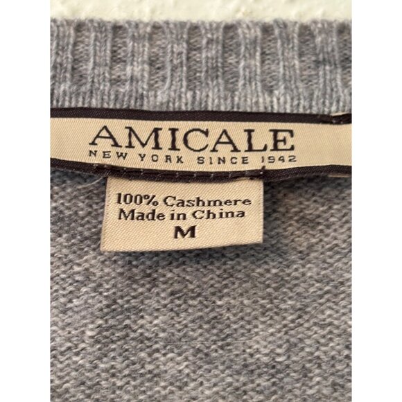 Amicale 100% Cashmere Ombre Striped V-Neck Sweater Soft Luxe Gradient Knit M - Picture 4 of 7